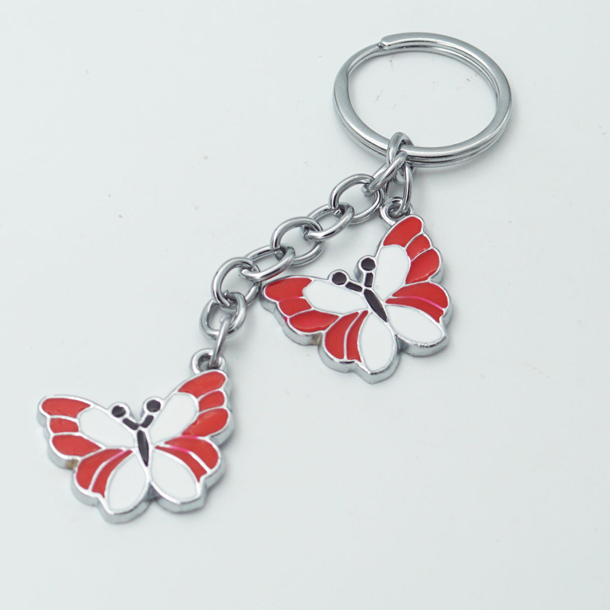 penhouse.in Red with White Color Metal Butterfly Keychain SKU KP174