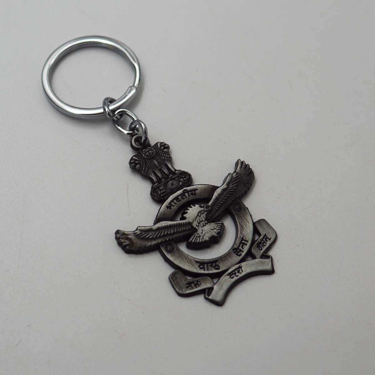 penhouse.in Gun Metal Ashok Emblem with Eagle Get Fatang Emblem of India Keychain SKU KP189