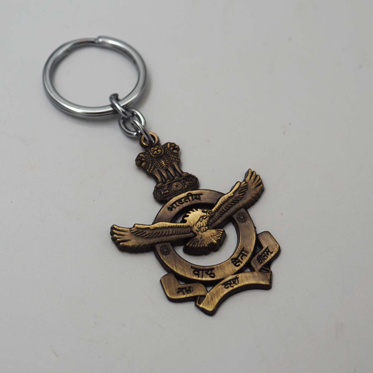 penhouse.in Gold Ashok Emblem with Eagle Get Fatang Emblem of India Keychain SKU KP190