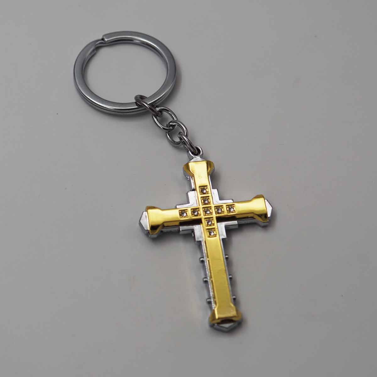 Penhouse.in Jesus Chirst Gold With Silver Cross Keychain SKU KP234