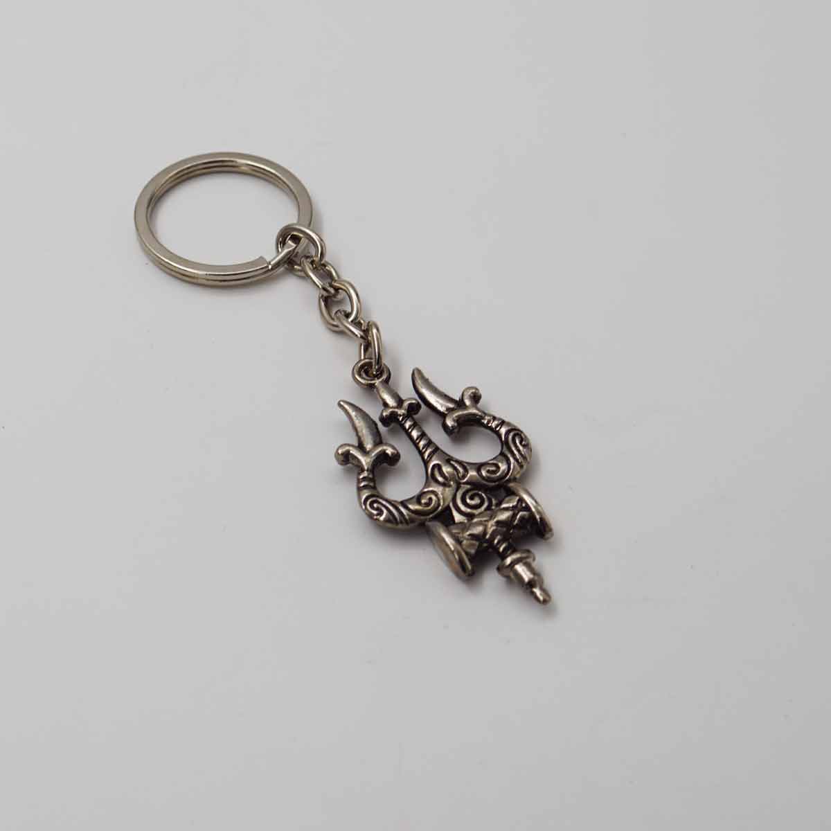 Penhouse.in Shiv Mahadev Trishul Damru Keychain Sliver SKU KP252