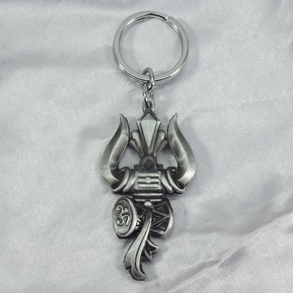 penhouse.in  Gun Metal Color Trishul Damru Om Symbol Double Side keychain  SKU KP313