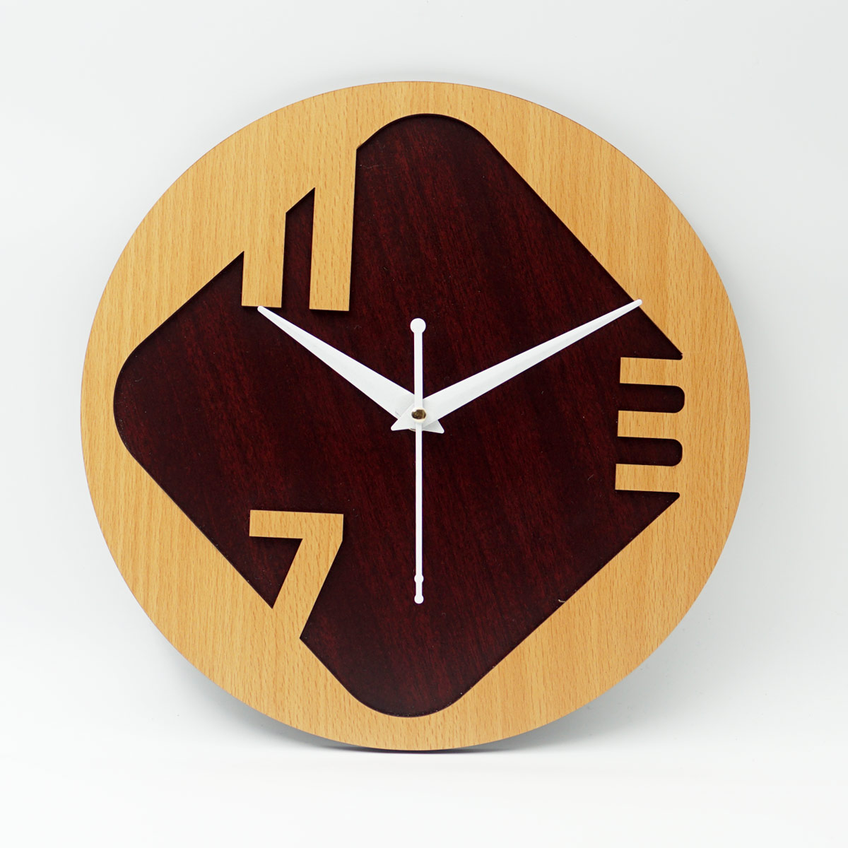 Customizable MDF Wooden Color Round  Shape Wall Clock 250mm X 250mm SKU MCC004