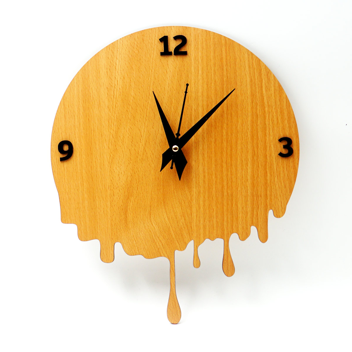 Customizable MDF Wooden Color Round  Shape Paint Design Wall Clock 250mm X 250mm SKU MCC008