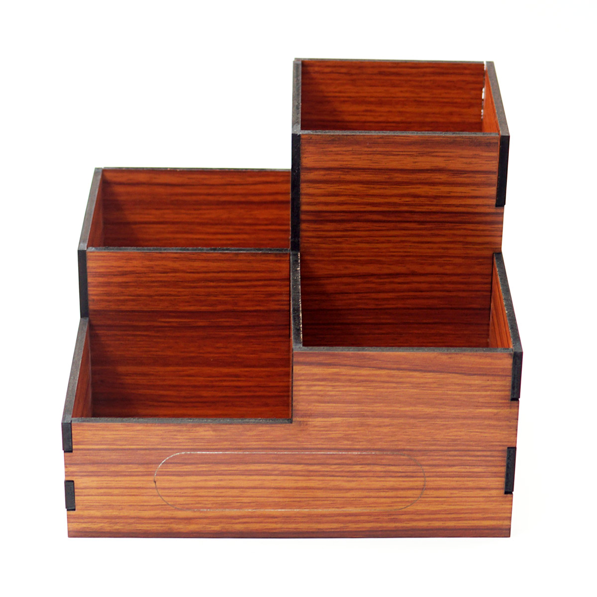 Customizable MDF Wooden Finish 4 Part Desk Oraganiser SKU MDO006