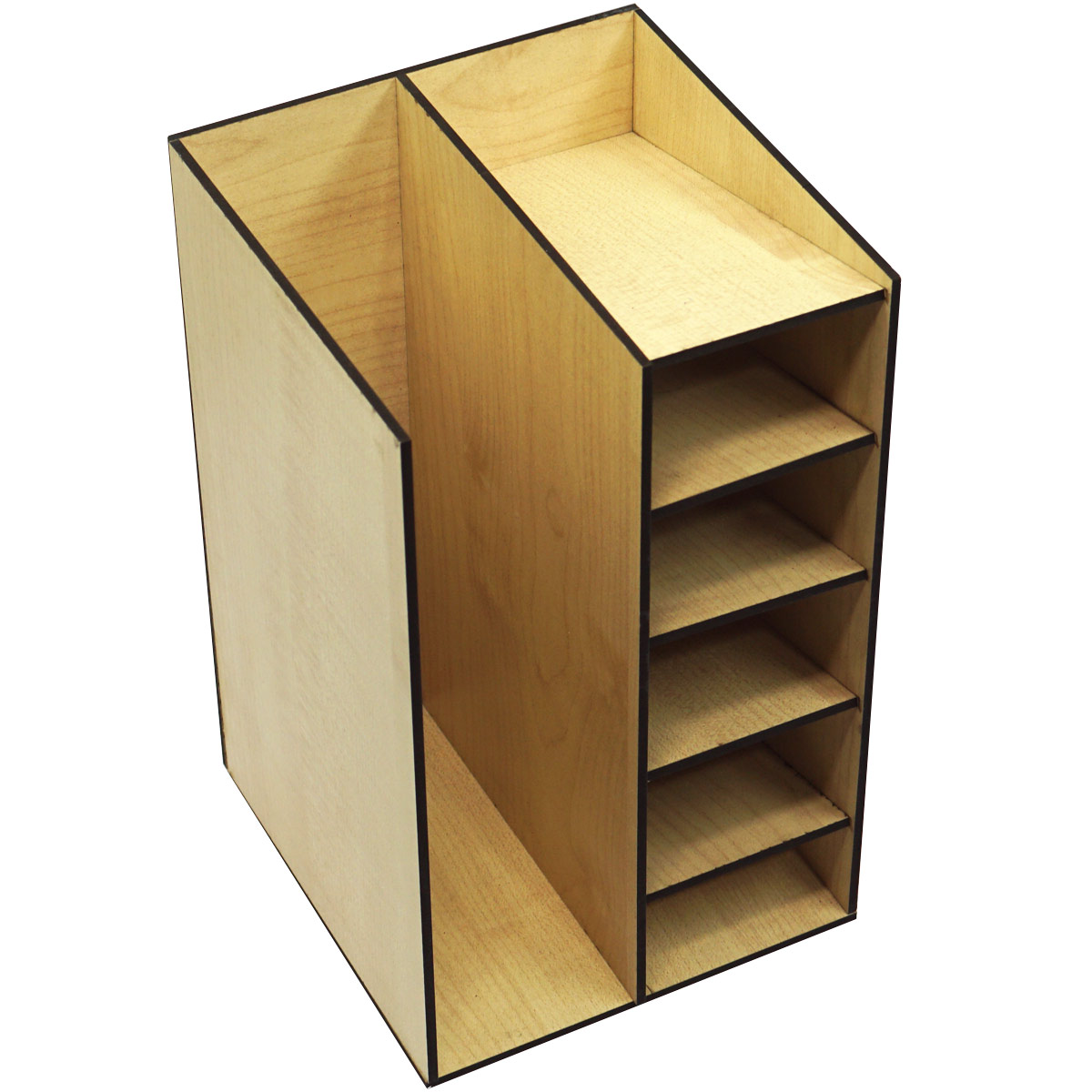 Customizable MDF Yellow Color 255mm X 145mm Wooden Finish Desk Oraganiser SKU MDO054