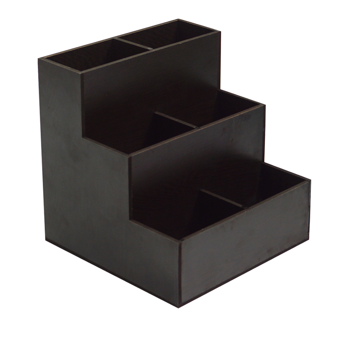 penhouse.in Customizable MDF Brown Color 155mm X 150mm X 145mm Wooden Finish Desk Oraganiser SKU MDO055