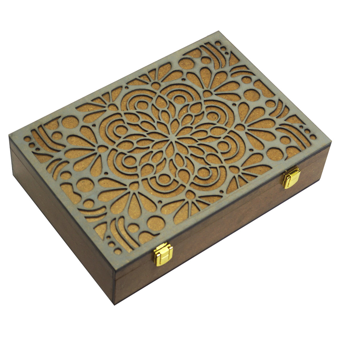 penhouse.in Customizable MDF Multi Purpose Wooden With Grey Color 300mm X 210mm Wooden Box SKU MDP073