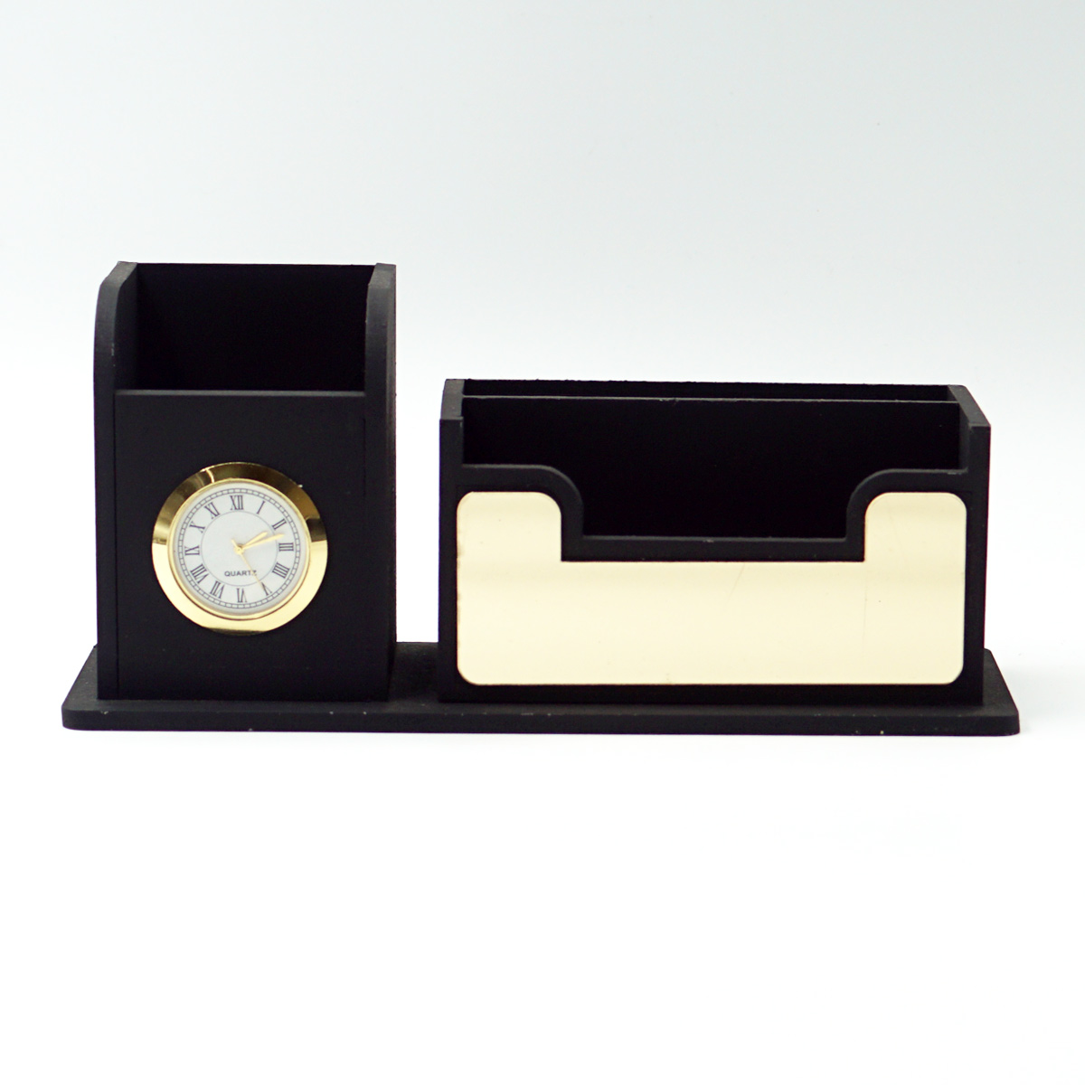 Customizable MDF Pen Stand With Clock SKU MPS029