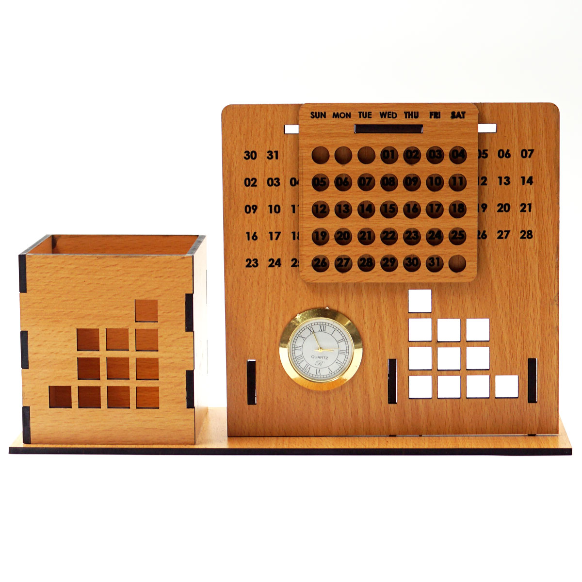 penhouse.in Customizable MDF Pen Stand With Calendar 250mm X 160mm SKU MPS046