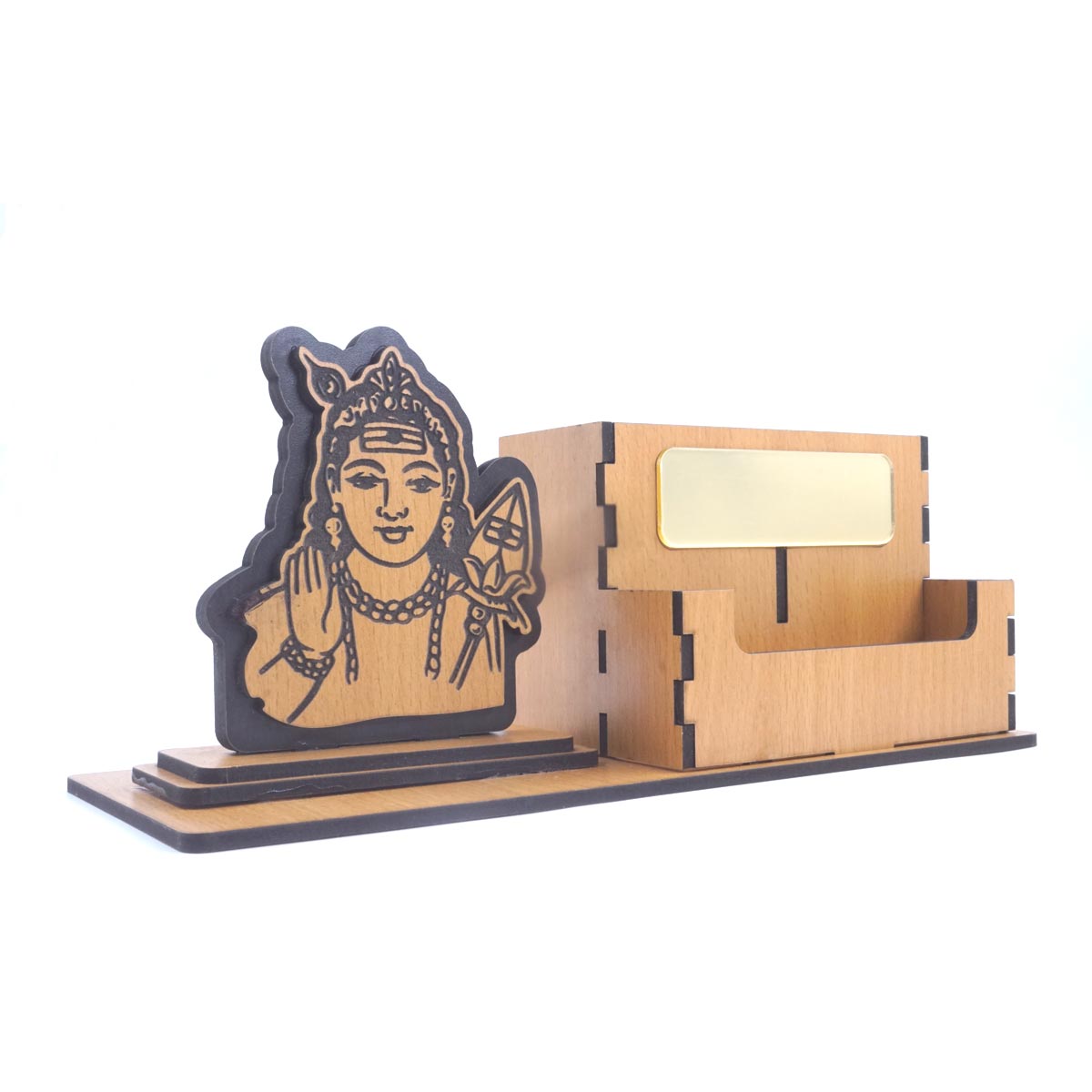 Penhouse.in Custmoized MDF Murugar Design 2 card and pen holder SKU MPS096044