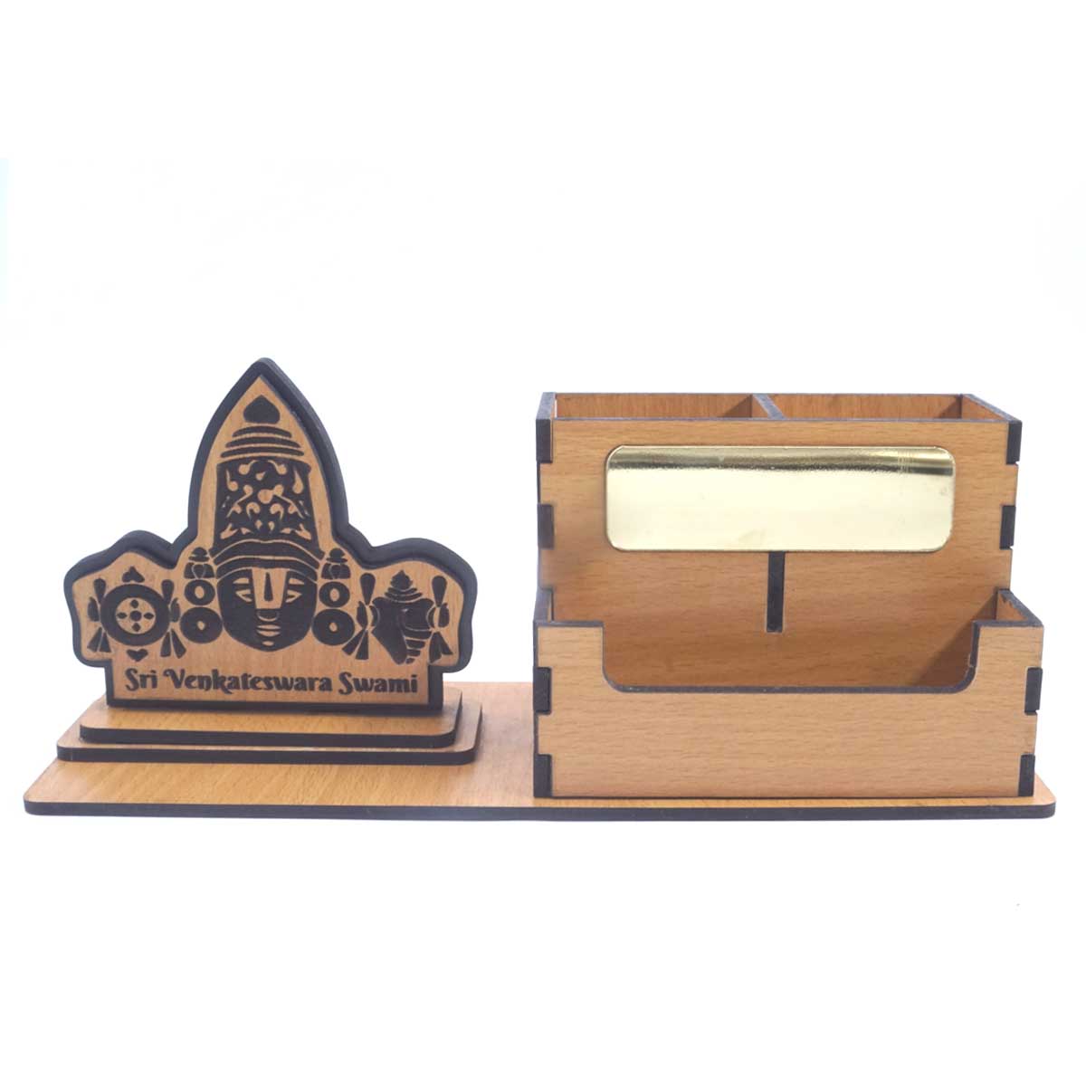 Penhouse.in Custmoized MDF Sri Venkateswara Sawmi Design 2 card and pen holder SKU MPS096045