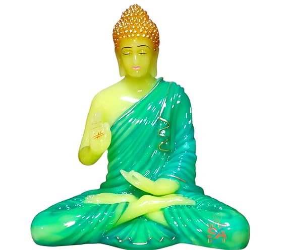 Penhouse.in Marble Buddha Statue Glowing Radium Night Showpiece Green Color SKU 50683