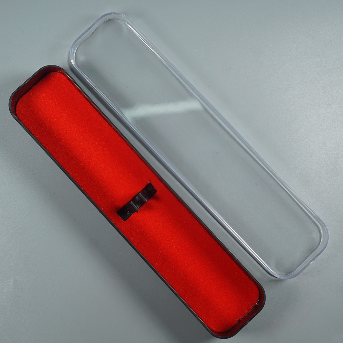 Penhouse.in stationary Pen Box Black With Red Transparent Single Pen Box SKU 52178