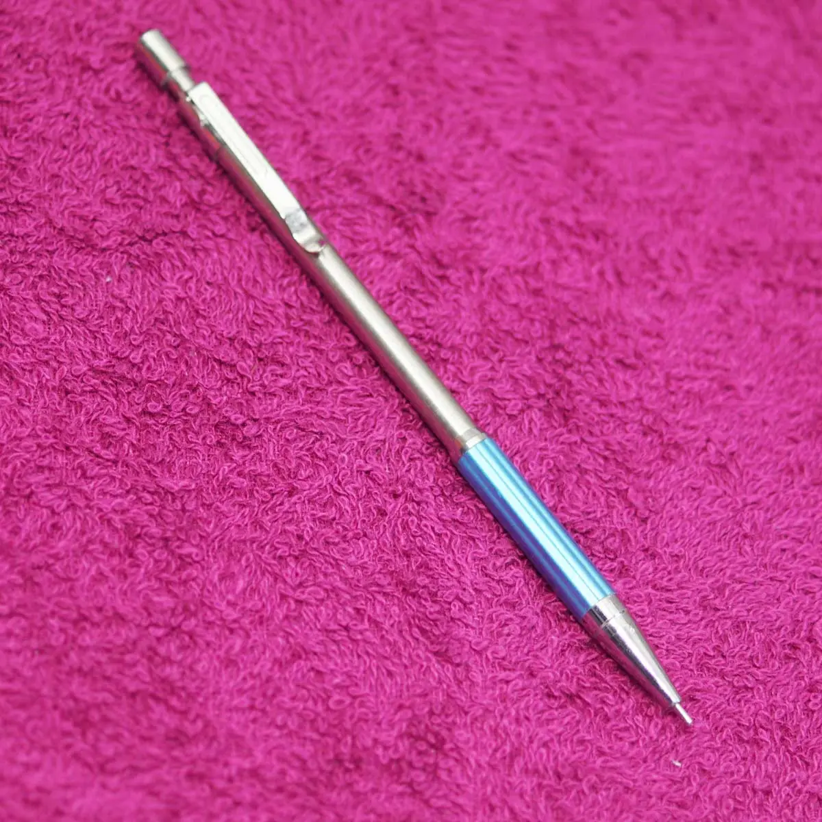 Slim Silver Color Body With Blue Color Grip Tip  Mechanical Pencil SKU 50099
