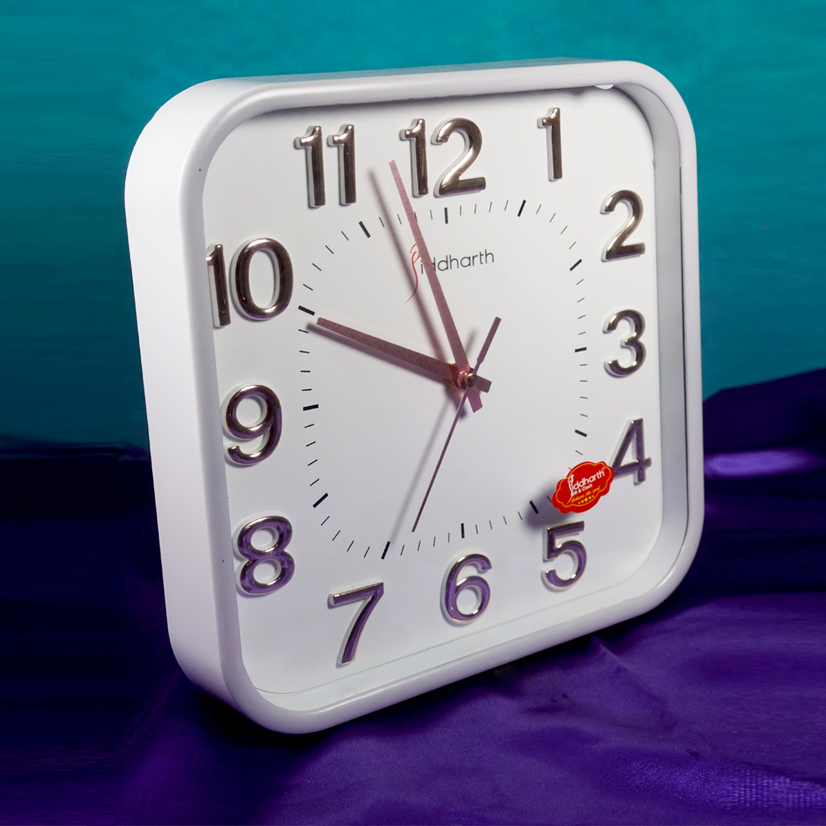 Siddharth Quartz Ash Color Square Shape Wall Clock SKU 51628