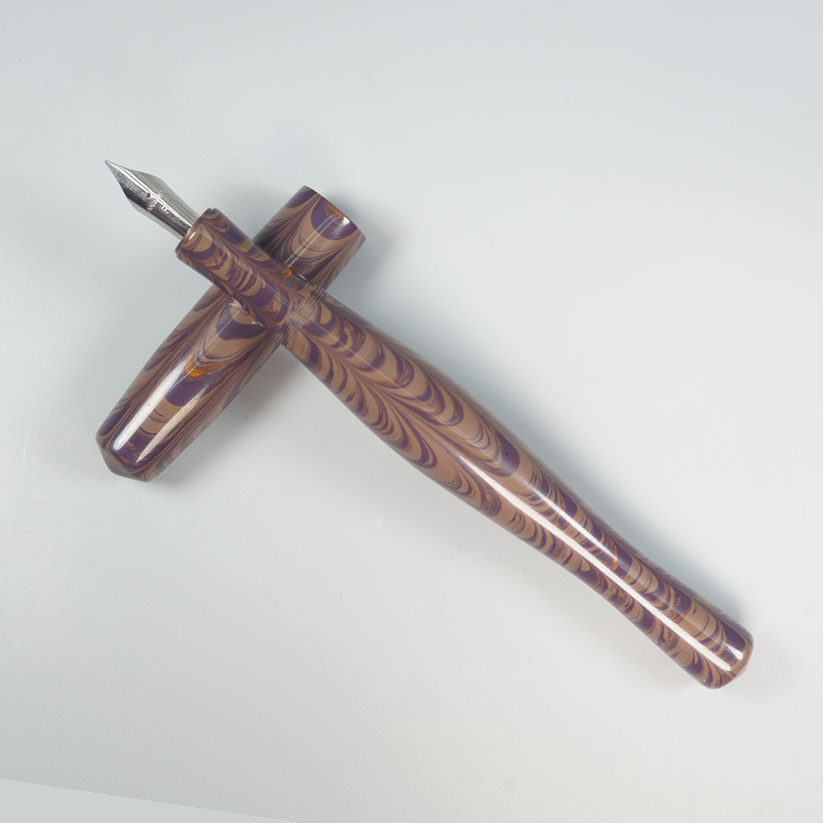 WOW Brand Model 1030A Sabyasachi Galactus சப்யசாச்சி கேலக்டஸ் 20/20mm Classic  Ebonite Light Brown Purple and Orange Tri Color Body and Cap Eyedropper Plus Cartridge And SCHMIDT Converter Fountain Pen Kanwrite Jowo compatible Nib Thread SKU  60145