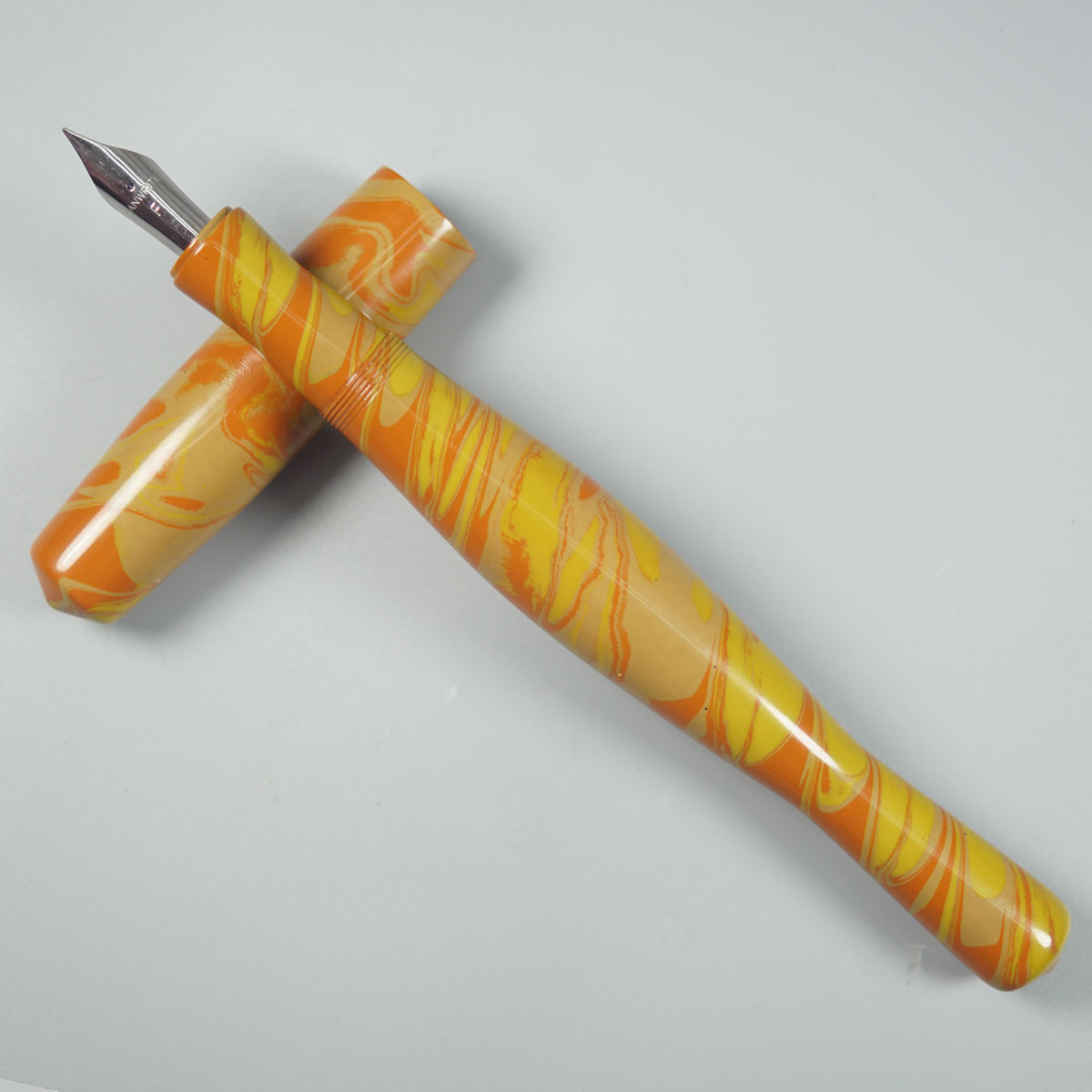 WOW Brand Model 1030A Sabyasachi Galactus சப்யசாச்சி கேலக்டஸ் 20/20mm Classic  Ebonite Beige Orange and Yellow Tri Color Body and Cap Eyedropper Plus Cartridge And SCHMIDT Converter Fountain Pen Kanwrite Jowo compatible  Nib Thread SKU 60142