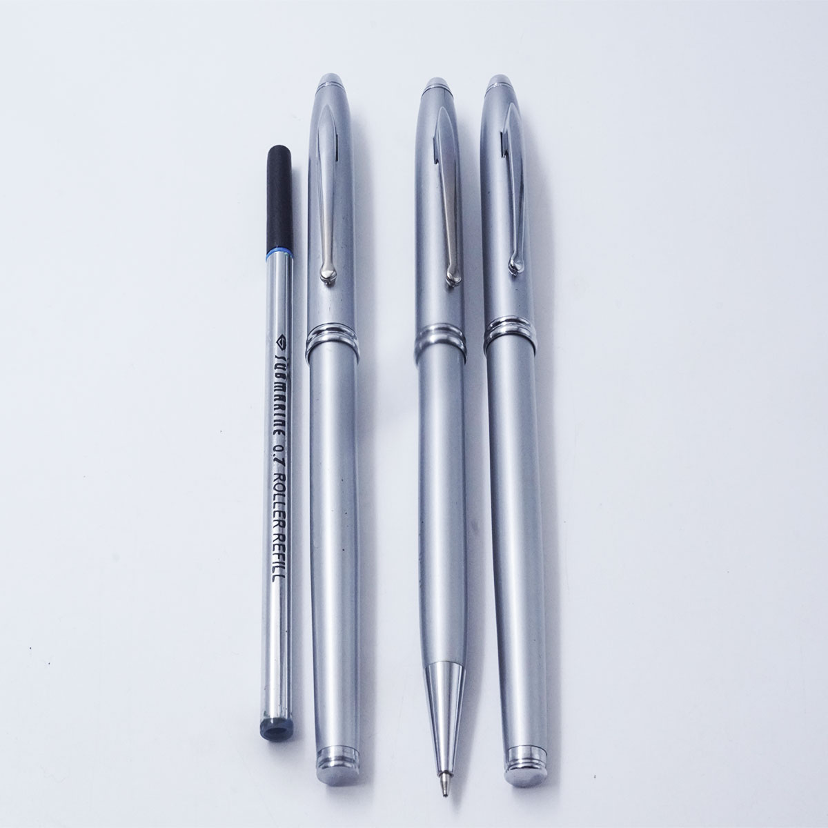 Submarine Silver Color Body With Silver Clip  Fountain pen And Roller Ball And Twist Type Ball Set pen  SKU 26531