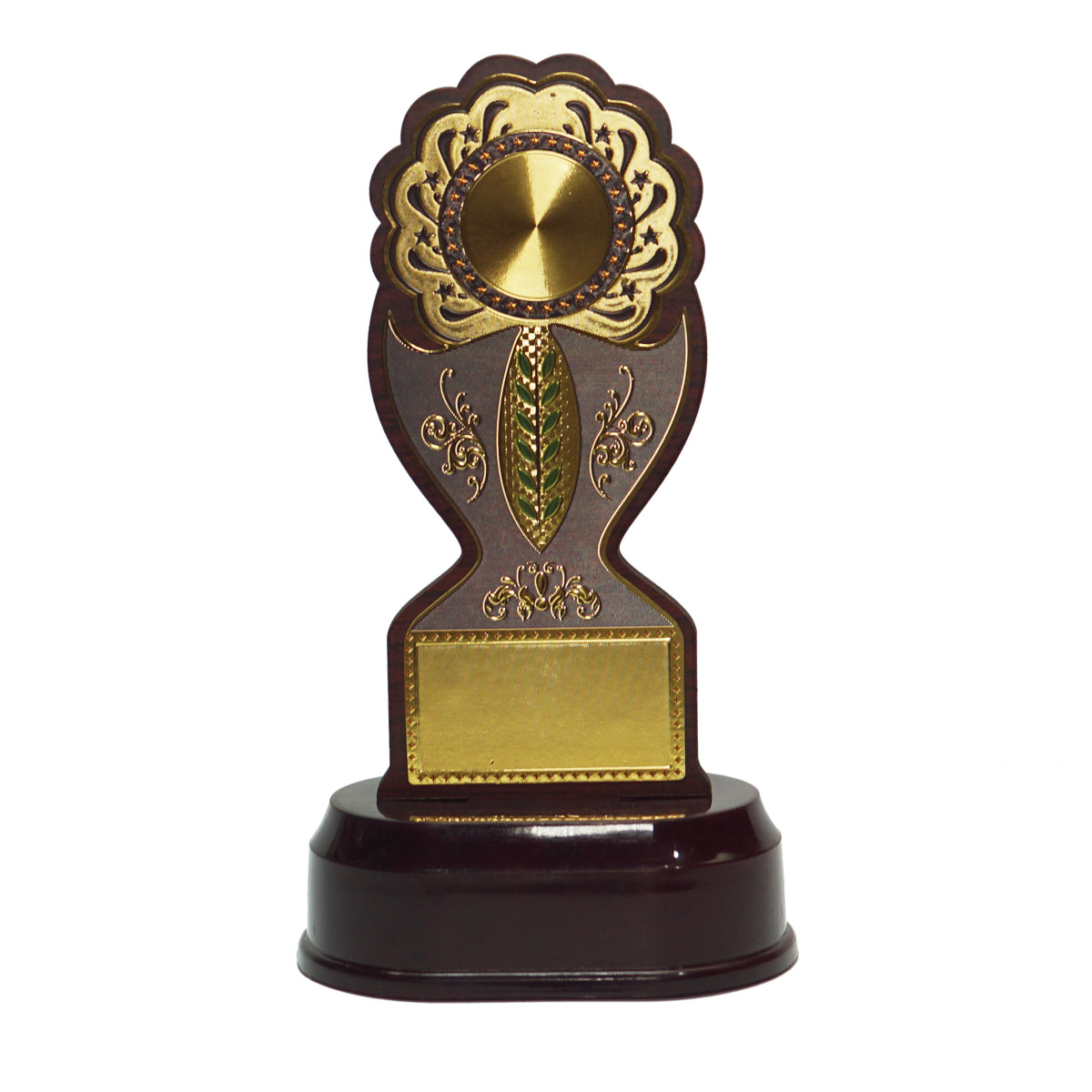 penhouse.in TP4529 Flower Design Wooden Trophy 6.5 Inch With Customization SKU TP010